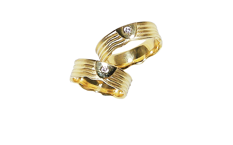 05167+05168-wedding rings, gold 750 with brillants